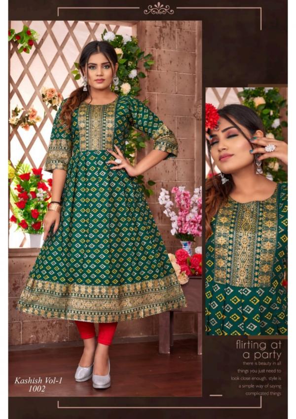 Kashish Vol 1 Ethnic Wear Long rayon Anarkali Kurti Collection